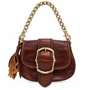 Lancel Paris Small Shoulder Bag Handbag Purse Brown Leather